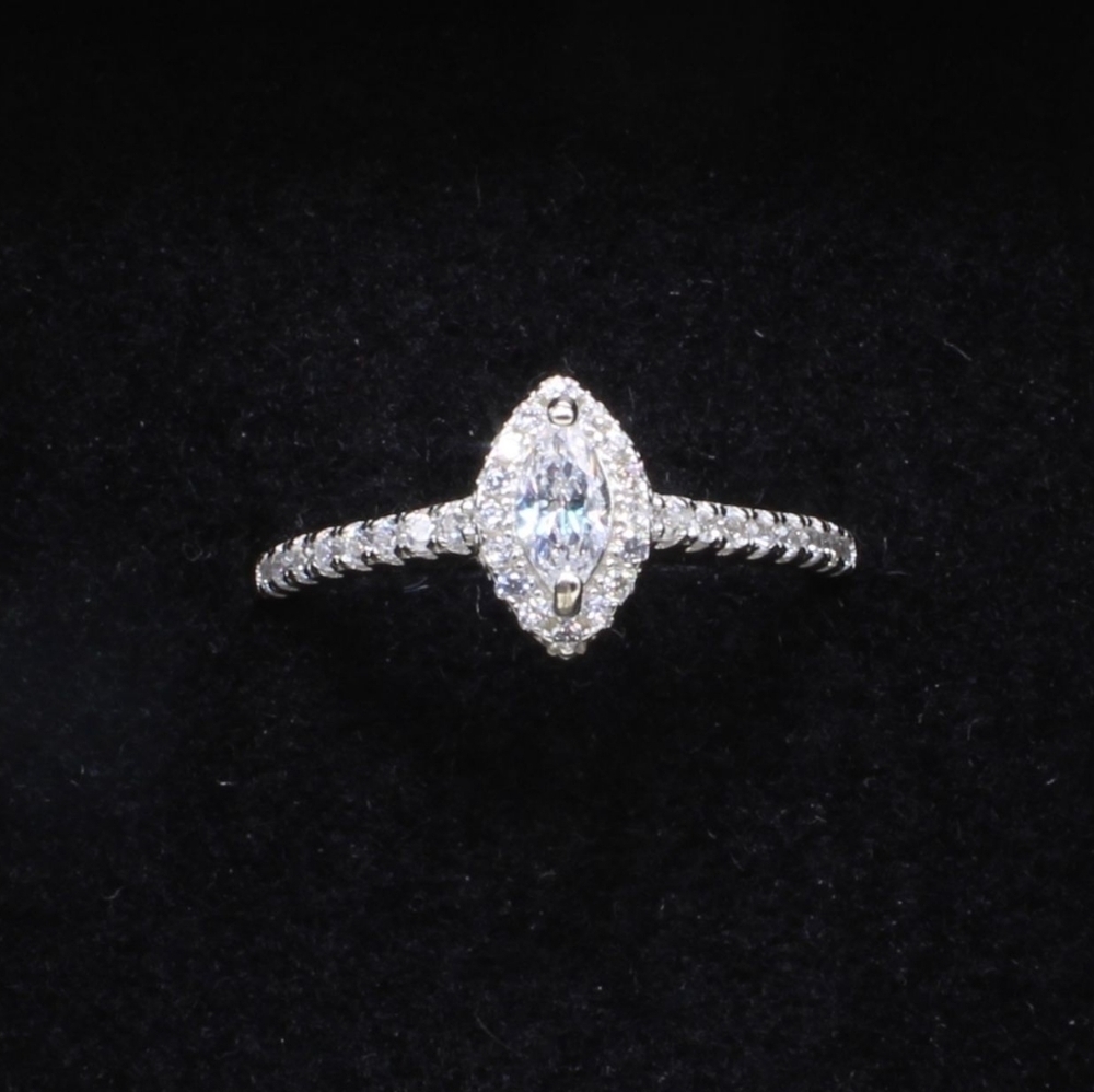 925 Silver Marquise Cut Cubic Zirconia Engagement Ring